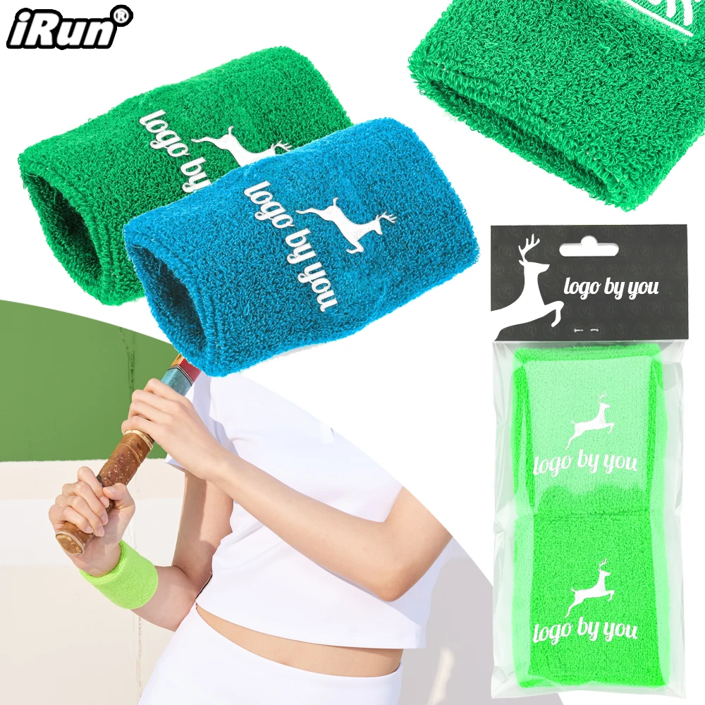 iRun Custom Embroidery Tennis Sport Wristband Gym Volleyball Basketball Wrist Brace Support Sweat Band Cotton Towel Wristband