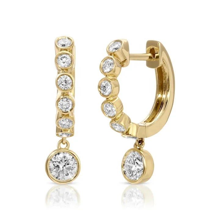 Lozrunve Silver 925 Gold Korean Bezel Cz Stone Hoop Earring Jewelry Set