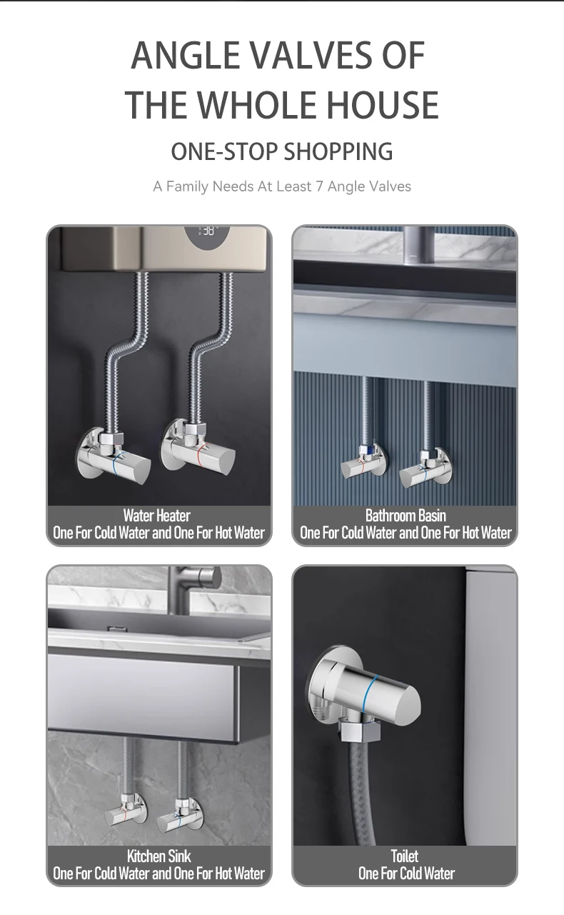 High-quality Brass Angle Valve, Thickened, Suitable for Hot and Cold Water Stop Valves of Water Heaters and Toilets details