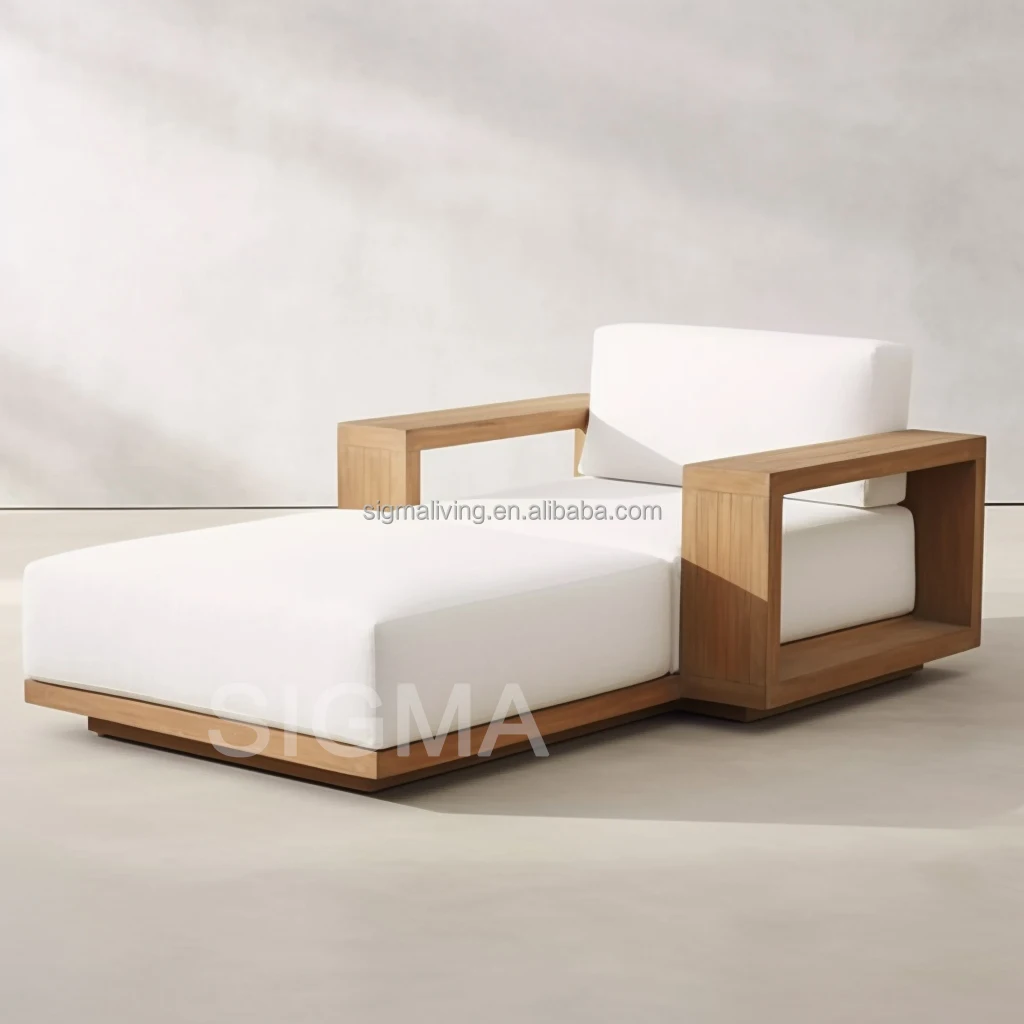 Wholesale Hot Selling Modern Luxury Outdoor Patio Garden Pool Sets Wooden Teak Daybed Chaise
