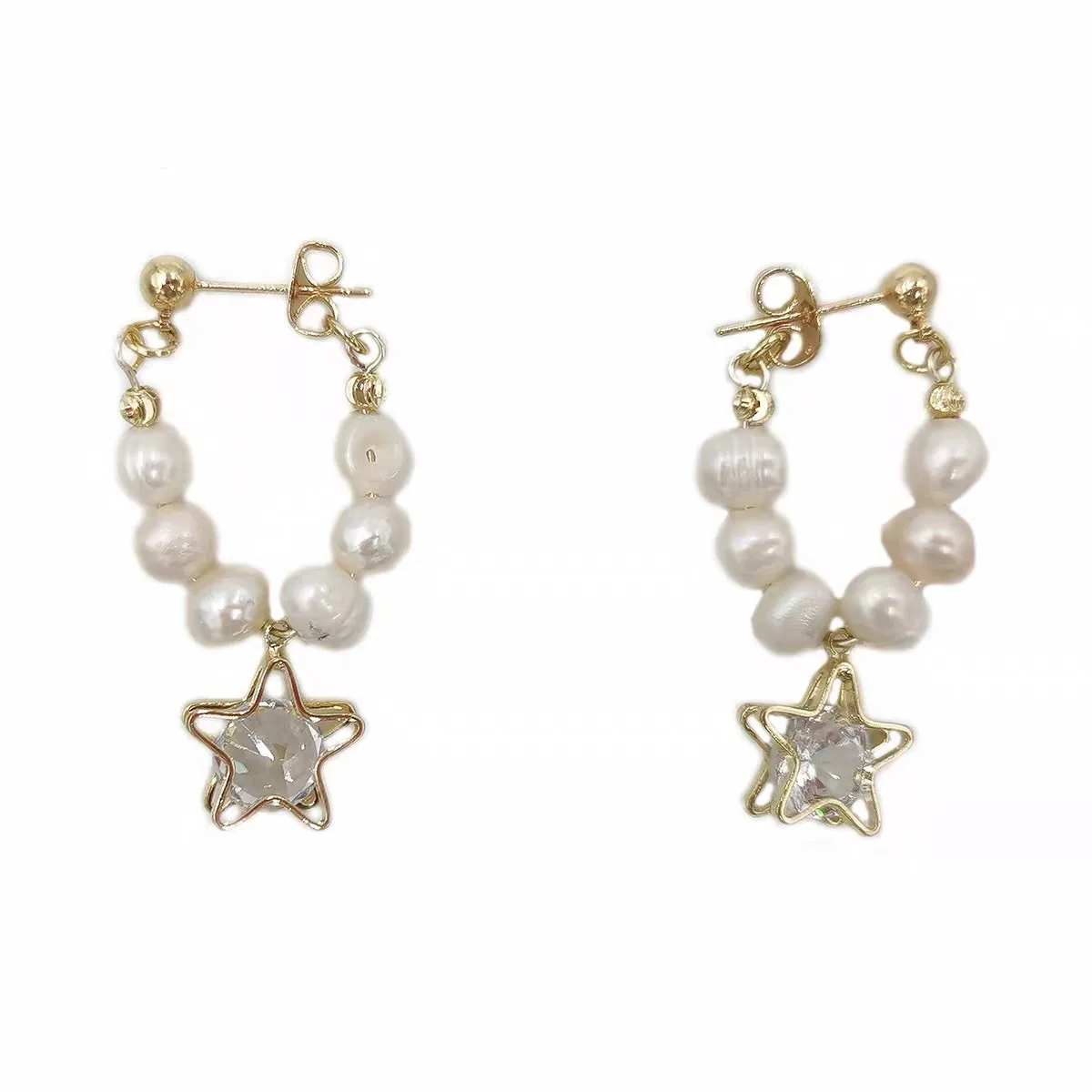 925 silver needle temperament beautiful pearl earrings star pendant zircon earrings personalized accessories women