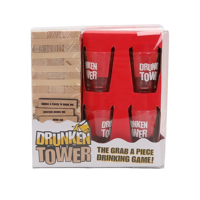 Tipsy Drunken Tower Adult Party Uni Drinking Christmas Game with Shot Glasses 