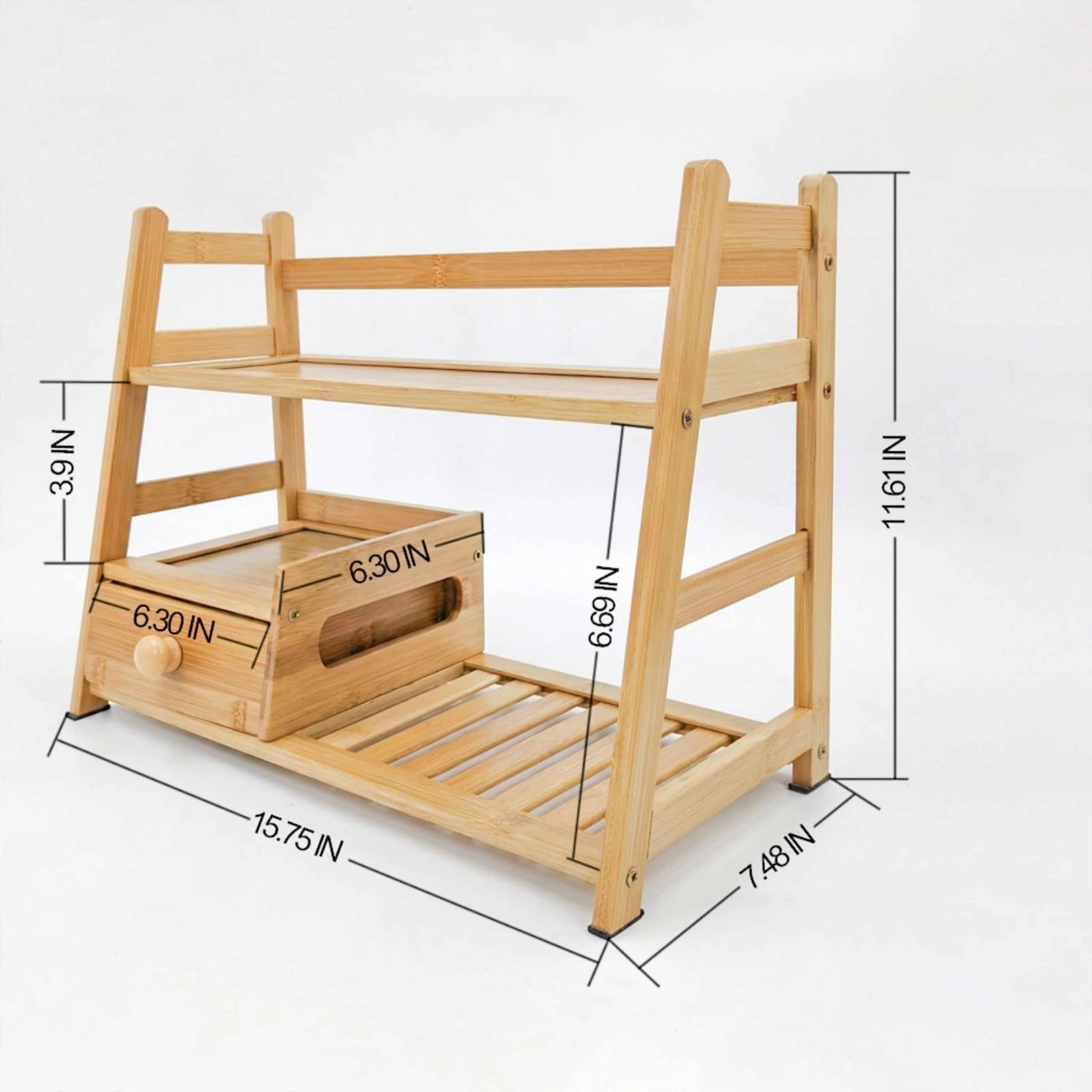 product bamboo tea matcha coffee station with drawer tea rack countertop tea bag display shelf tea station storage rack for kitchen-7