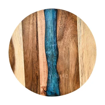 Hot Selling Wood And Epoxy Resin Chopping Board With Blue Crystal Resin River Acacia Wood And Resin Cutting board