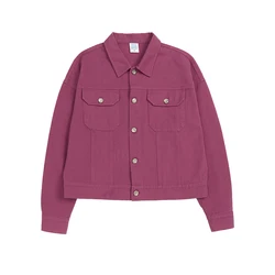 Wholesale Women Pink Outwear Jacket Loose Fit Streetwear Blank Jeans Jacket