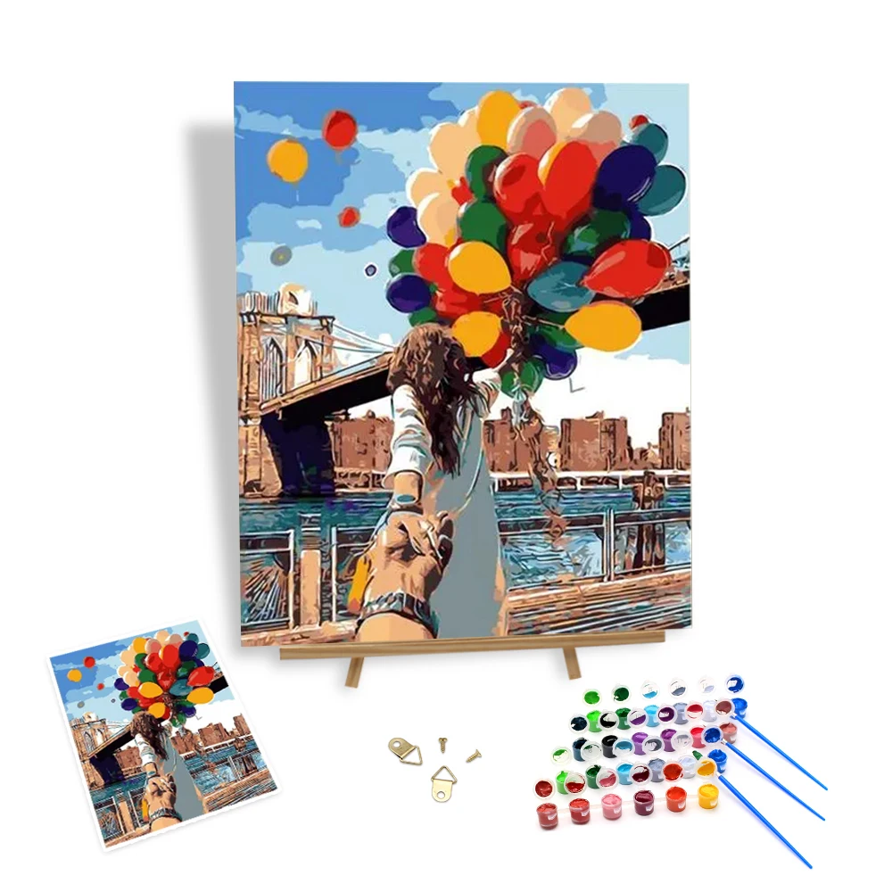 Paint by Numbers Kit per Adulti Fai da Te 7073 Decorazioni per la casa-with Frame Up Thousand Ballons 