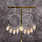 Natural New Arrival Natural Bohemian Seashell Hoop Earring With Tassel For Woman