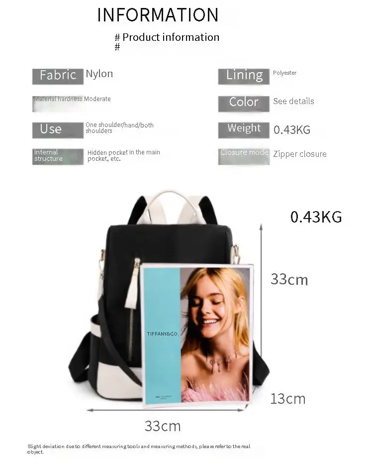 New Women's Anti-Theft Large-Capacity Casual Backpack Oxford Waterproof Travel Backpack Student School Bag