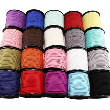 2.5mm Flat Faux Suede Braided Cord Handmade 100% Polyester Velvet Leather Rope for Jewelry Bracelet Necklace Keychain