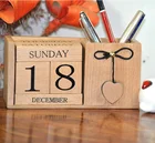 Wooden Calendar Retro Wooden Block Perpetual Calendar Flip Block Home Office Desk Wooden Calendar