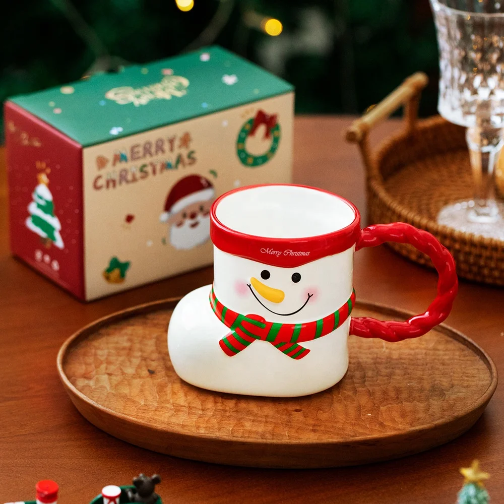 Hot Selling Customized Water Mugs Holiday Promotion Gift Christmas Colorful Santa Claus  Ceramic Cup Ceramic Christmas Mug