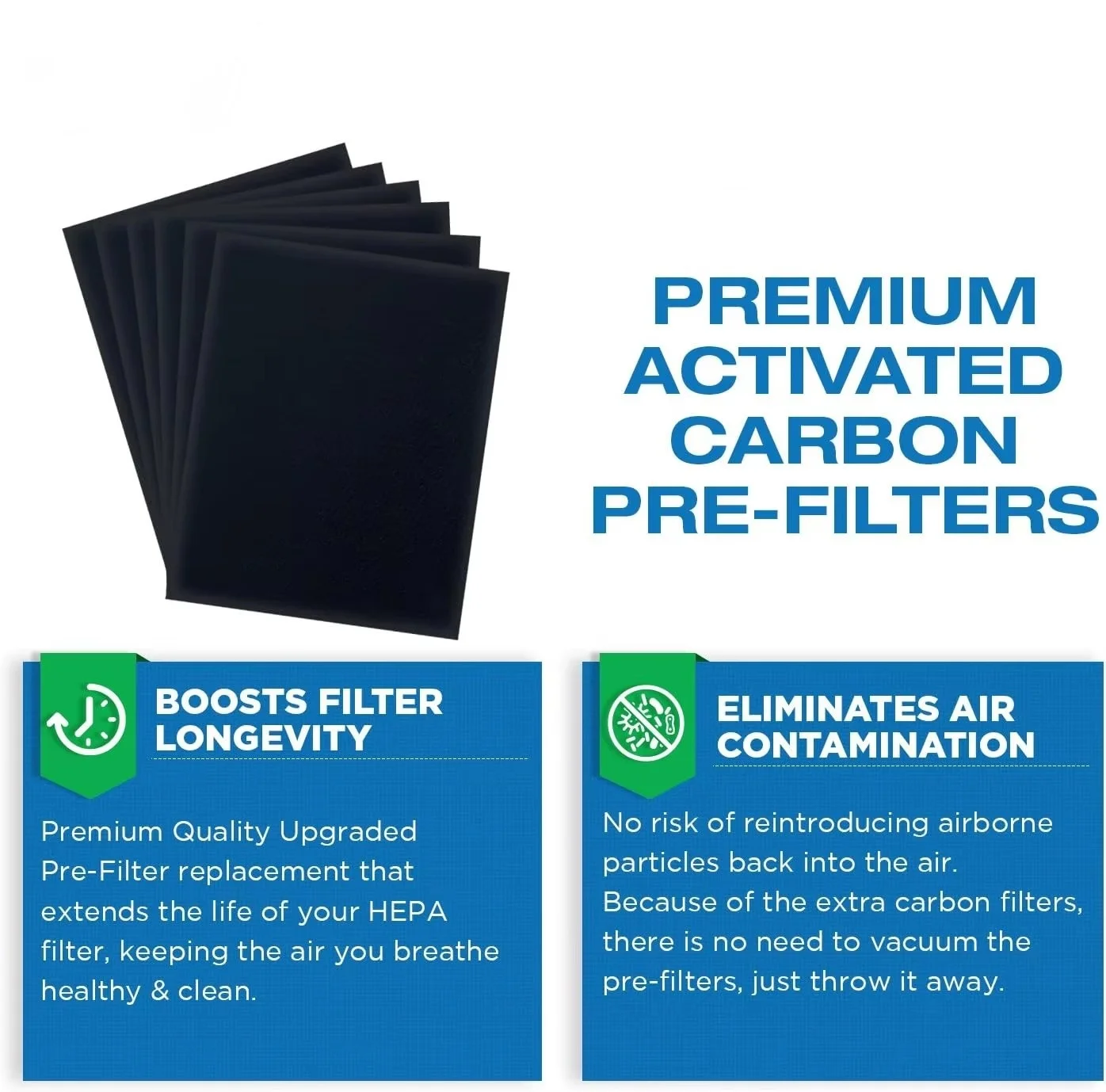 Premium 2 HEPA Activated Carbon Pleated Replacement Filters for Blueair 200/300 Series Models (201 303) Stop 201, 203, 205, manufacture