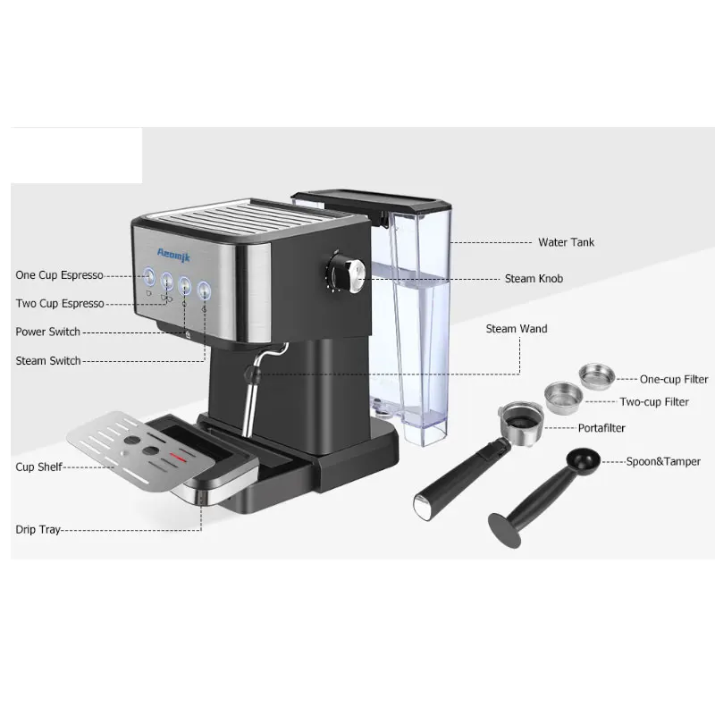 Cross-Border Coffee Machine Italian Semi-Automatic Espresso High Pressure Extraction Milk Foam Coffee Machine