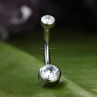 Belly Ring Piercing Navel ASTM F136 Titanium Bezel Gemmed Navel Belly Buttun Ring Body Piercing Jewelry Wholesale