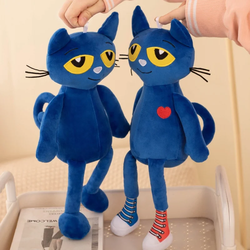 Big Eyed Blue Cat Peluches With Canvas Shoes Embroidery Figure Stuffed Animal Toys Pete-The Cat Plush Toy Kids