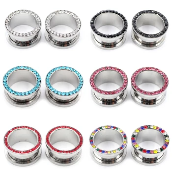 10Pair/Set Ear Expander Stainless Steel Single Flare Flesh Tunnel Ear Plugs Ear Stretcher Auricle of Pulley with Drill Jewelry