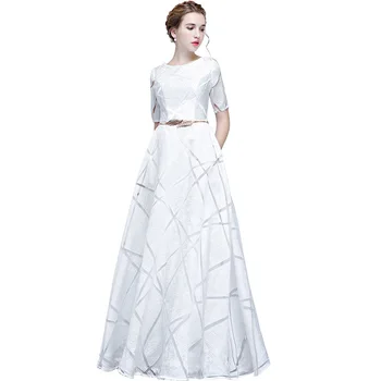2022 spring and autumn new white fashion long slim slim elegant banquet ball evening dress