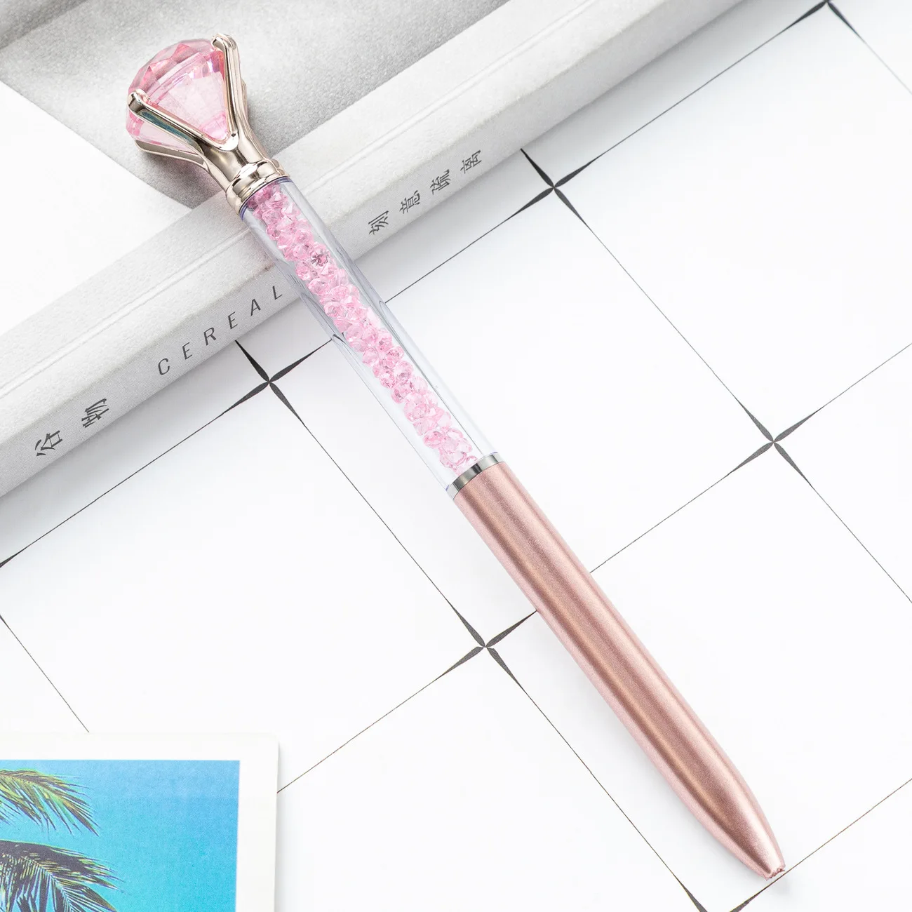 2025 High Quality Wholesale Custom LOGO Large Diamond Colored Crystal Ballpoint Pens Gift Rotary Pen Quicksand Broken Drill Pen