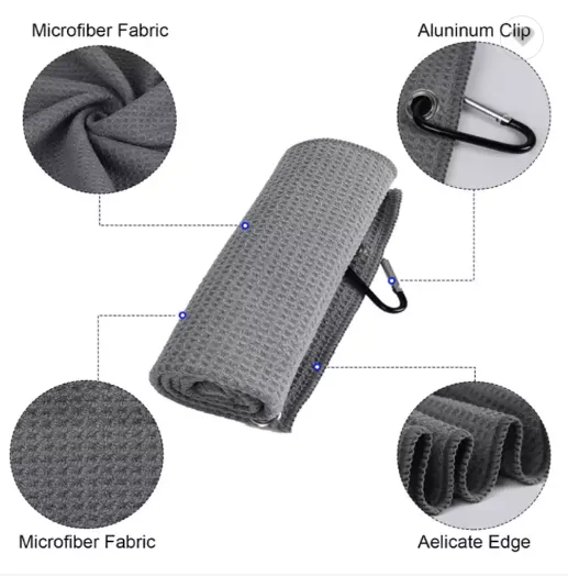 Wholesale custom logo printed quick dry recycled microfiber waffle weave golf towel