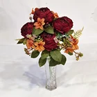 Decor Factory Wholesale Bunch Curled Rose With 10 Heads For Home Decor Artificial Flowers