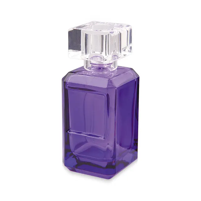 50ml purple color outside painting elegant empty glass perfume bottle