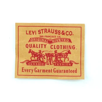 Custom Kraft paper label for jeans  Print red logo