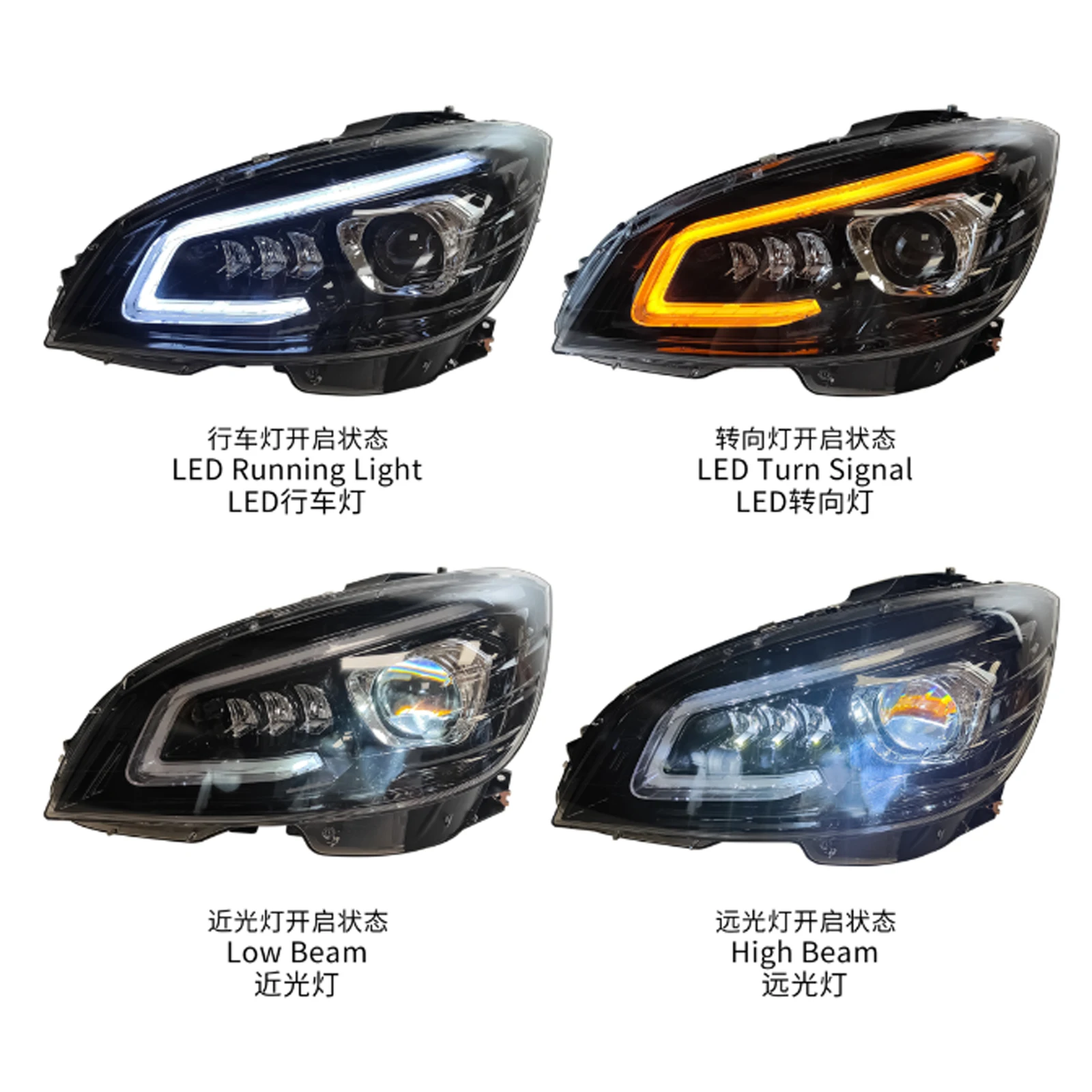 Hosi For Mercedes Benz C Class W Modified Headlights Upgraded