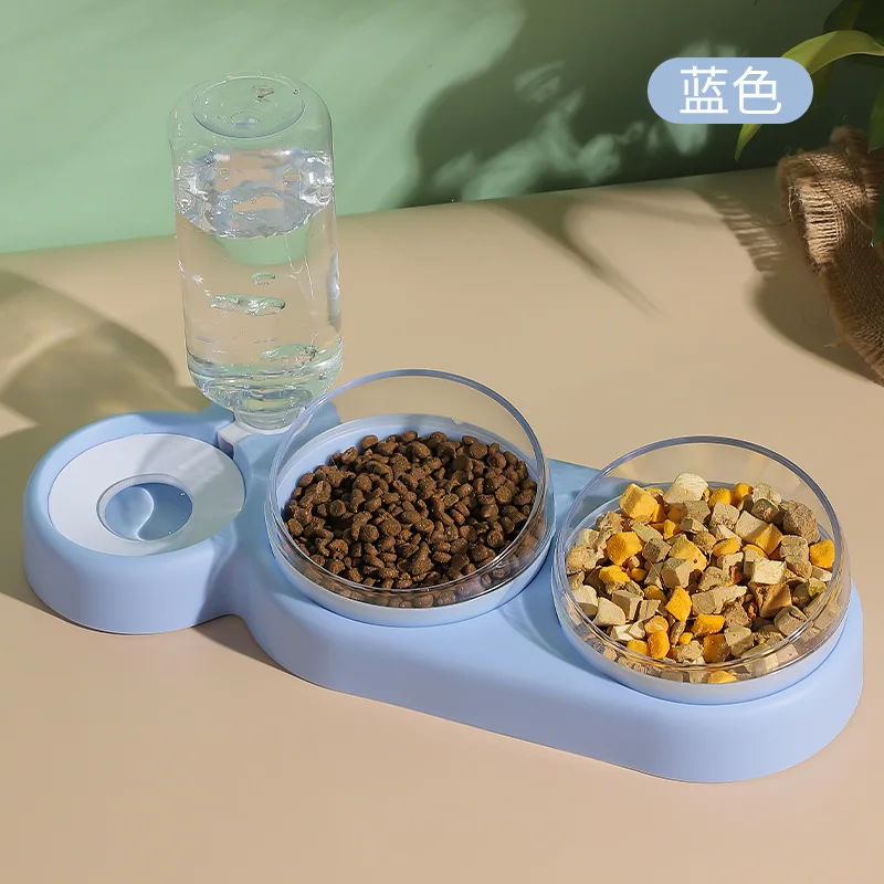 3 in 1 Pet Cat Food Feeding Bowl Automatic Water Dispenser Bottle for Cat Dog Food Storage Feeding Bowl