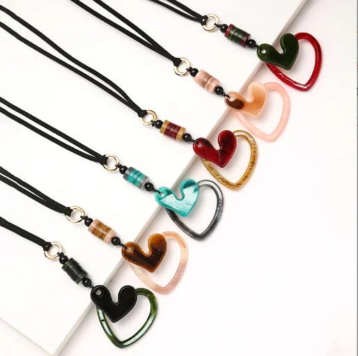 New Design Fashion Women Necklace Jewelry Colorful Acrylic handmade Long Wax Cord Necklace Girls Geometry Necklace.png