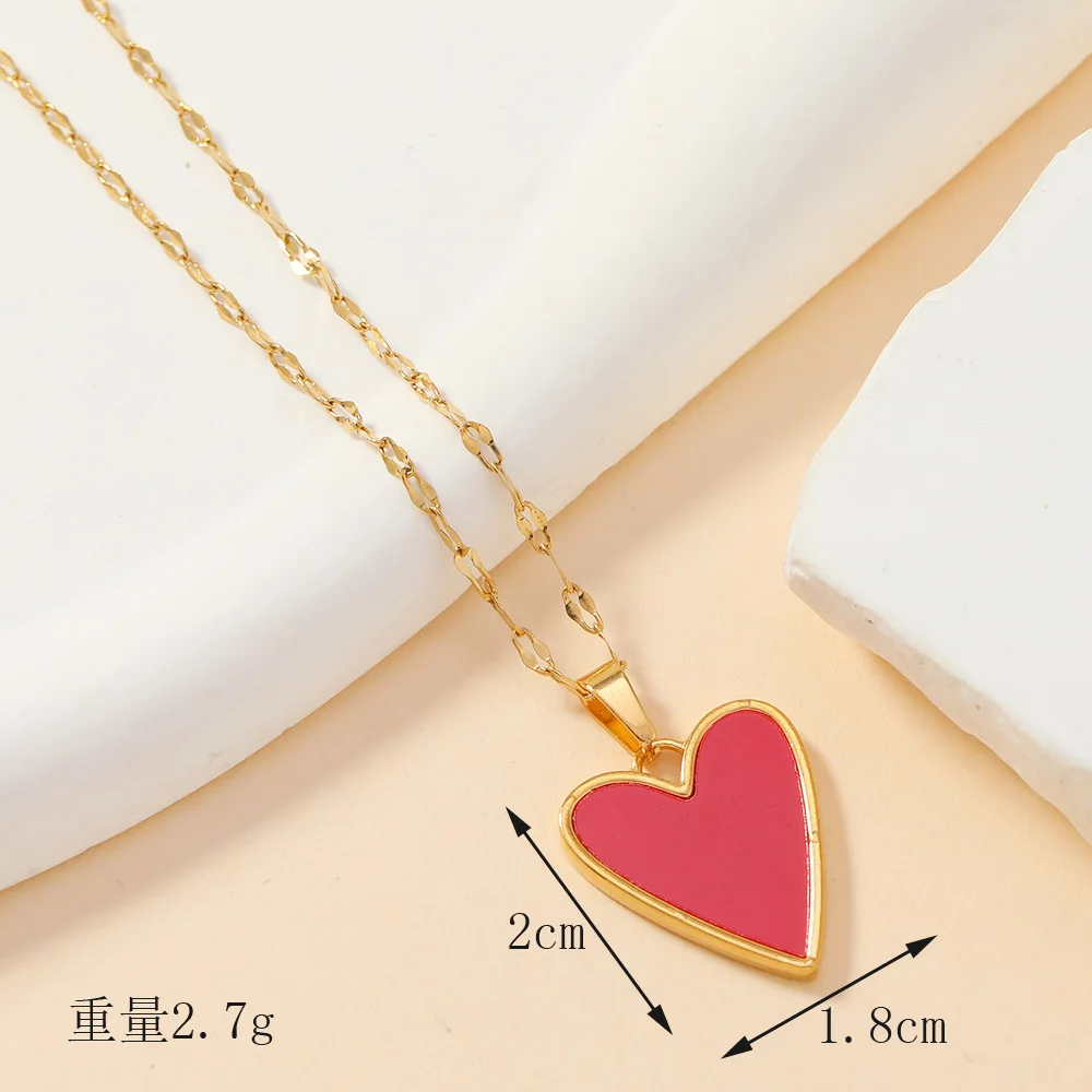 Classic Refined Elegant Women Drop Oil LOVE Love Pendant Necklace Handmade DIY Jewelry Accessories 3