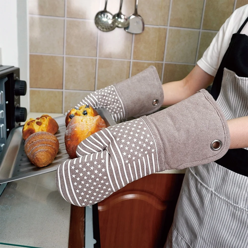 Custom Kitchen Silicone Non Slip and Heat Resistant Oven Mitt For Cooking Baking BBQ Chef Oven Glove