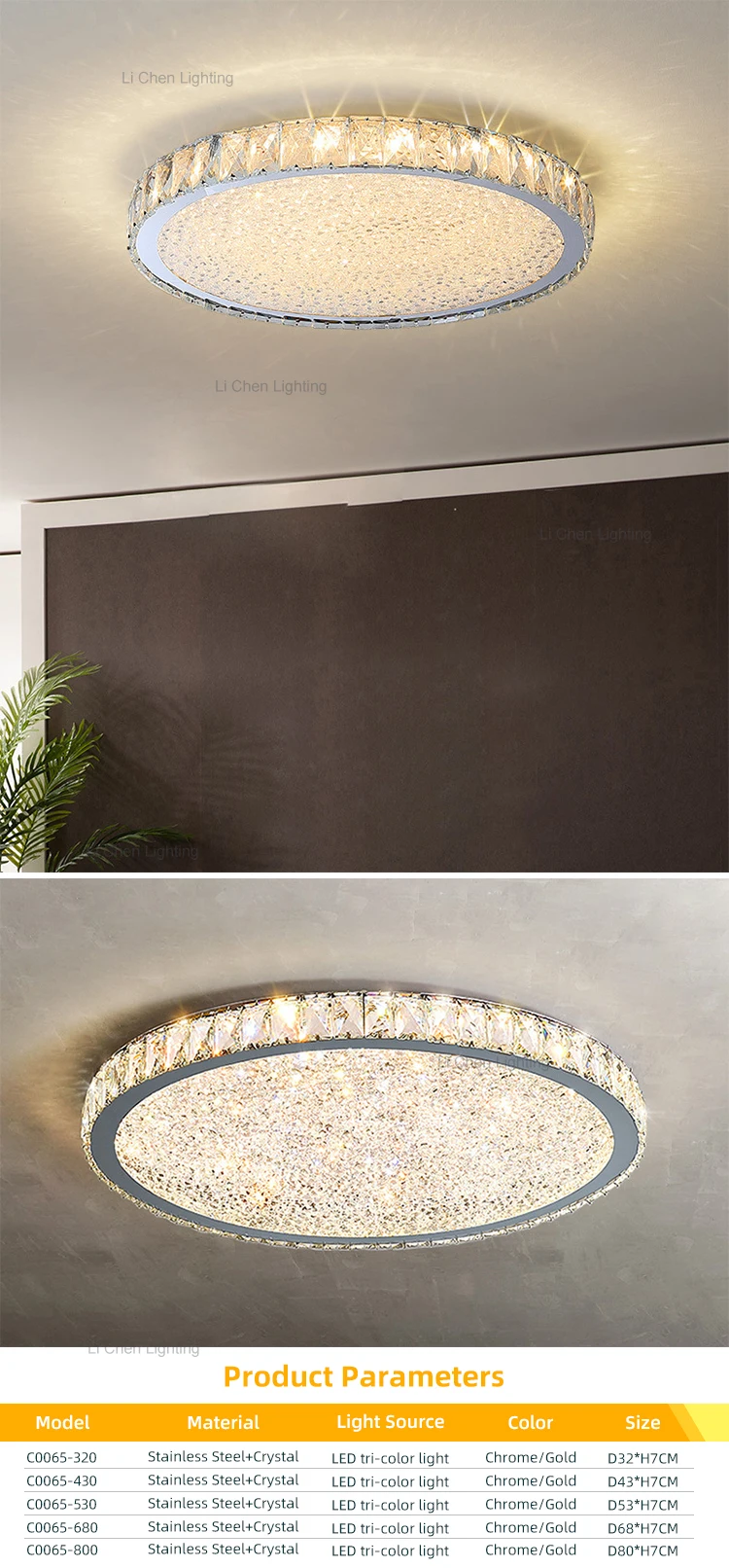 c0065 luxury style home hotel villa indoor decoration crystal modern square round led ceiling lamp -0