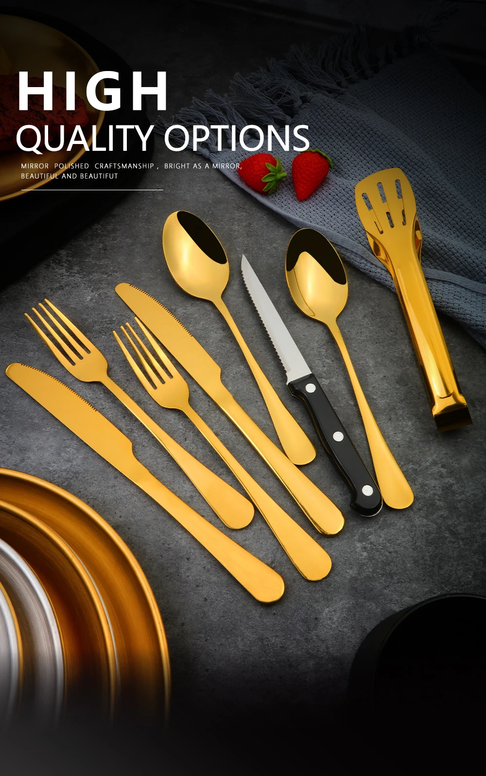 Dinnerware Sets Knife Fork Spoon Dinner Set Gold Modern Tableware