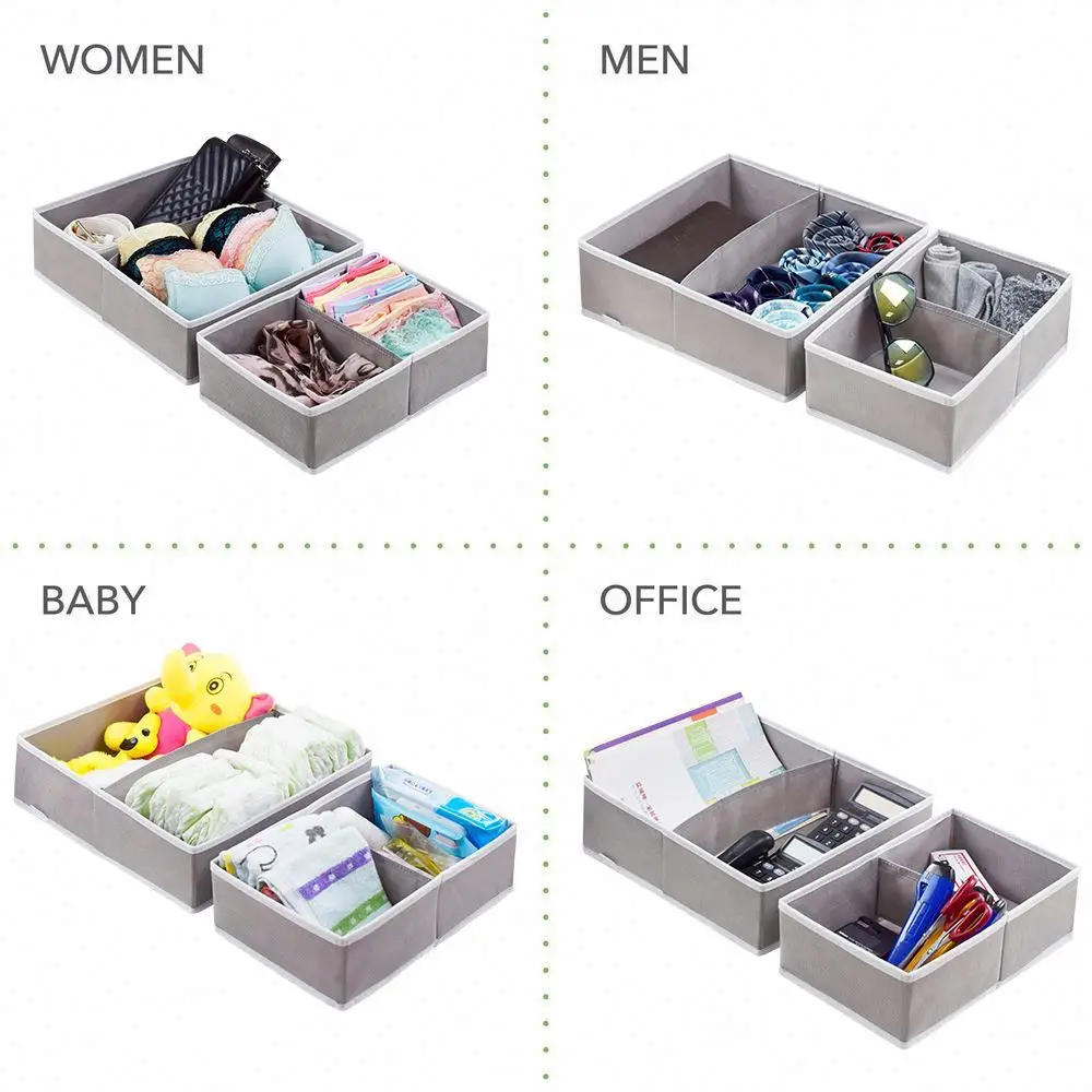 2019 New Style Foldable nonwoven fabric  Cloth 4 piece set underwear storage box with dividers in storage boxes bins