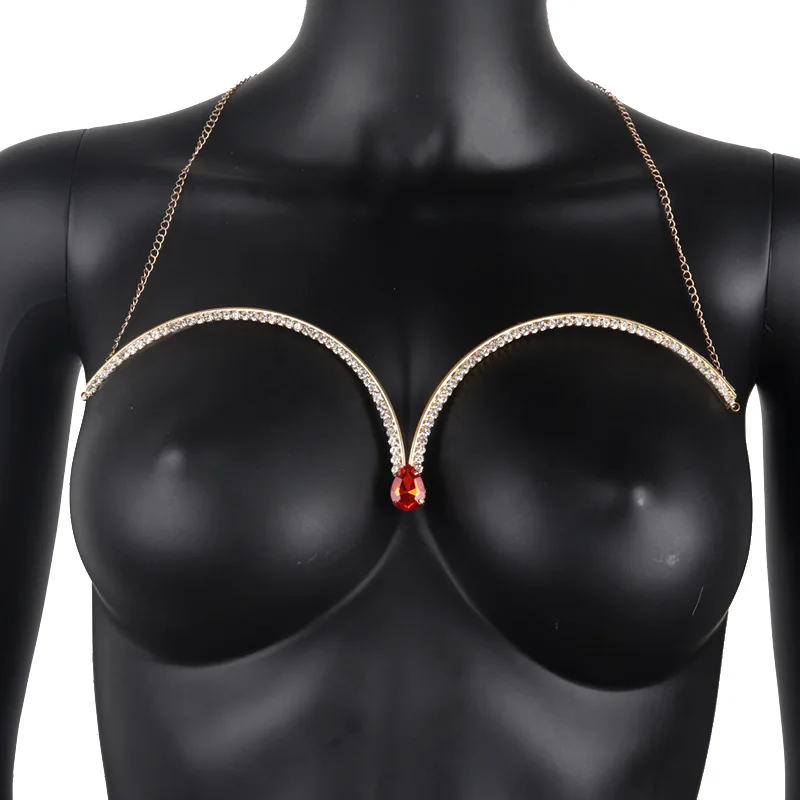 Rhinestone Chest Bracket Body Jewelry Bikini Crystal Body Bra Chain