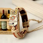 Rope Bracelet Hemp Rope Woven Vintage Jewelry Gifts Stamping And Peace Logo Leather For Men Rope Bracelet