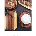 Plate Plates Wood Plate 20cm Solid Wood Plate Acacia Wood Irregular Round Acacia Wood Plates