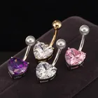Piercing Navel Button Body Piercing Jewelry Heart Shape Zirconia Belly Rings For Women