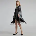 Scarf Autumn Winter Scarf Double Side Gradient Tassel Jacquard Versize Fashion Cape Knitted Cloak For Ladies