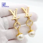 Earrings New Fashion Earrings Gold Plated Stainless Steel Letter Earrings Clover Jewelry For Women