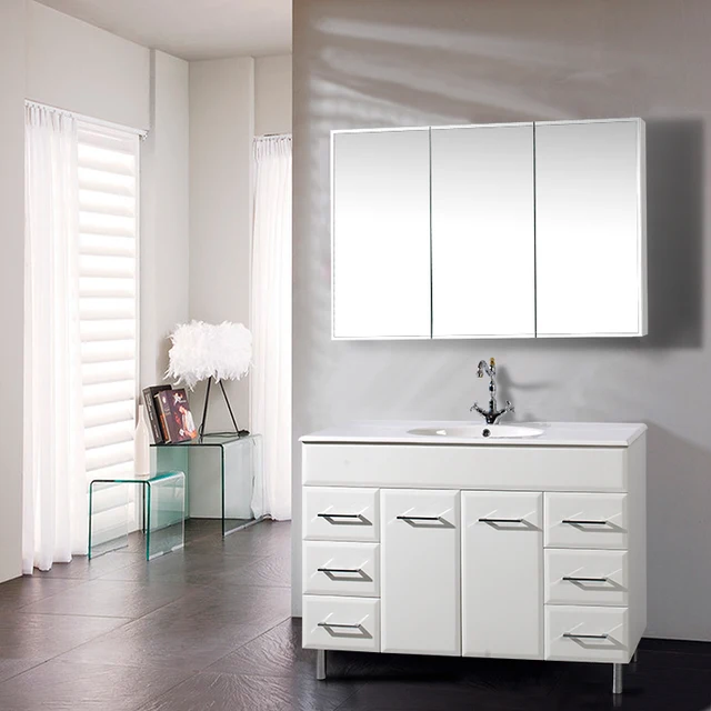 Luxury Modern Ceramic Lavatory Wash Basin vanity Rectangle Vanity Top Single Cabinet Bathroom cabinet