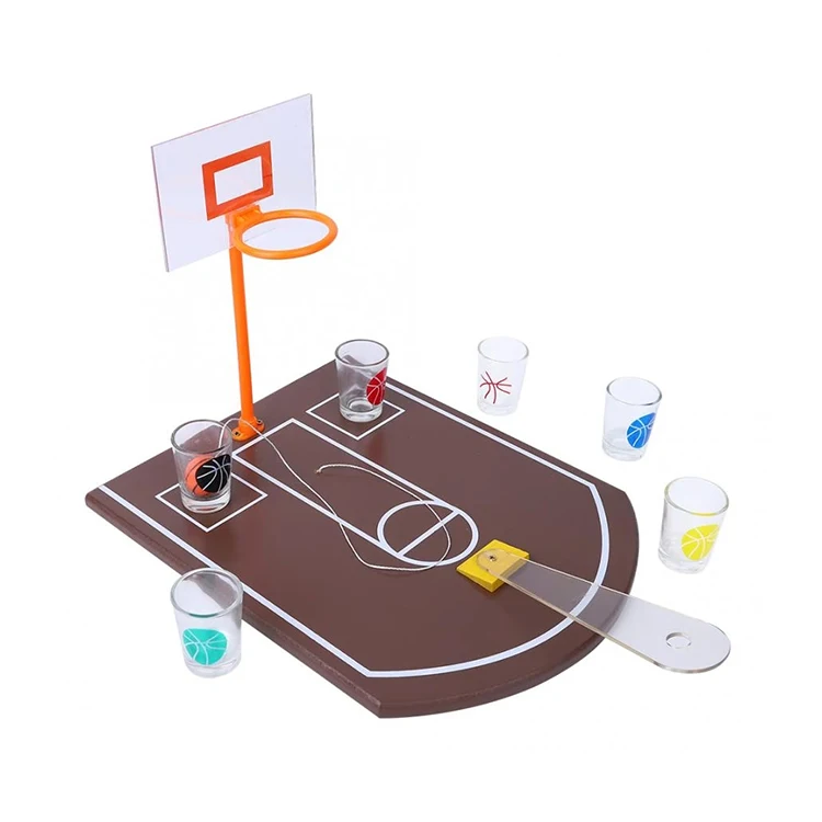 Basketball Classic Adult Drinking Game Hoop Set Ball & Shot Glasses 