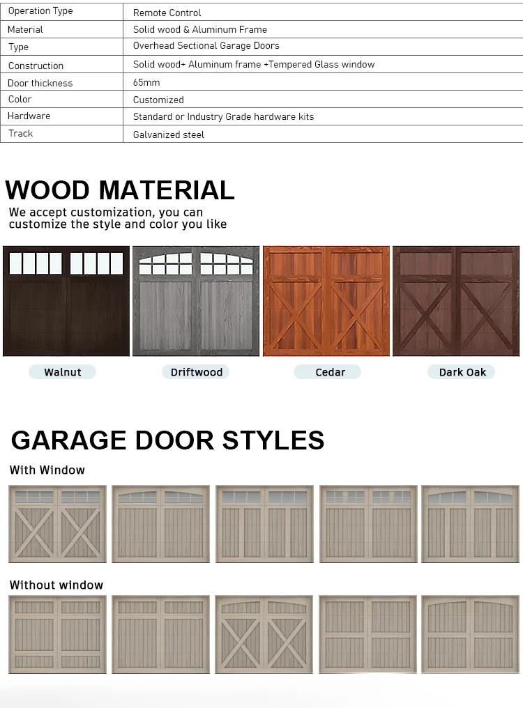 Manufacturer Direct Fumigation-free Wooden Garage Doors with Glass 8