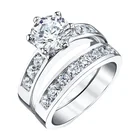 Engagement Ring Rings Customized Fashion Engagement 3A Zircon 925 Sterling Silver Christian Wedding Ring Sets
