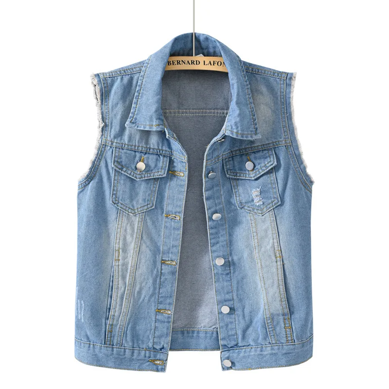 Plus Size Women's Clothing Women's Cowboy Vest Ladies Slim Raw Selvedge Plus Size 6xl Short Vests Denim Jeans Motorcycle Jacket supplier