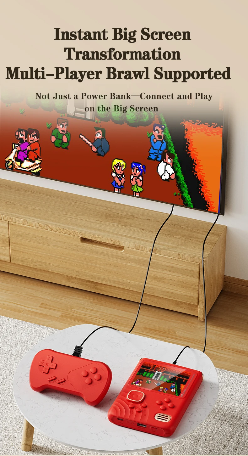 h12便携式游戏机6000毫安时电源银行支持电视输出3.5英寸ips充电手持复古模拟器经典游戏