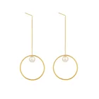 Long Earrings Grace Stainless Steel Waterproof And Hypoallergenic Long Chain Belle Pearl Circle Earrings