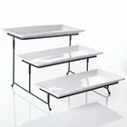 Food Tray Stand Melamine Rectangular Tray Food Server Display 3 Tier Rectangular Serving Platter Melamine Cake Tray Stand