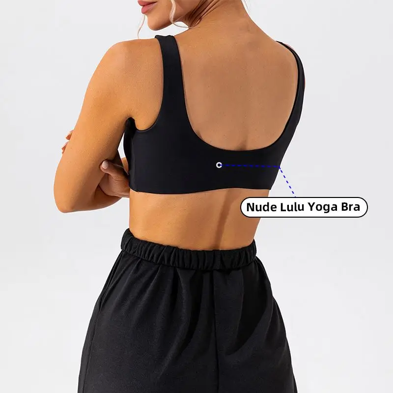 ECBC  Nude Comfort Yoga Sexy Adjustable Tight Tank Top Sports Backless Bra For Women Fitness