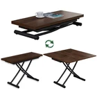 Vintage Other Commercial Furniture Metal Frame Small Lift Folding Wood Table For Suite